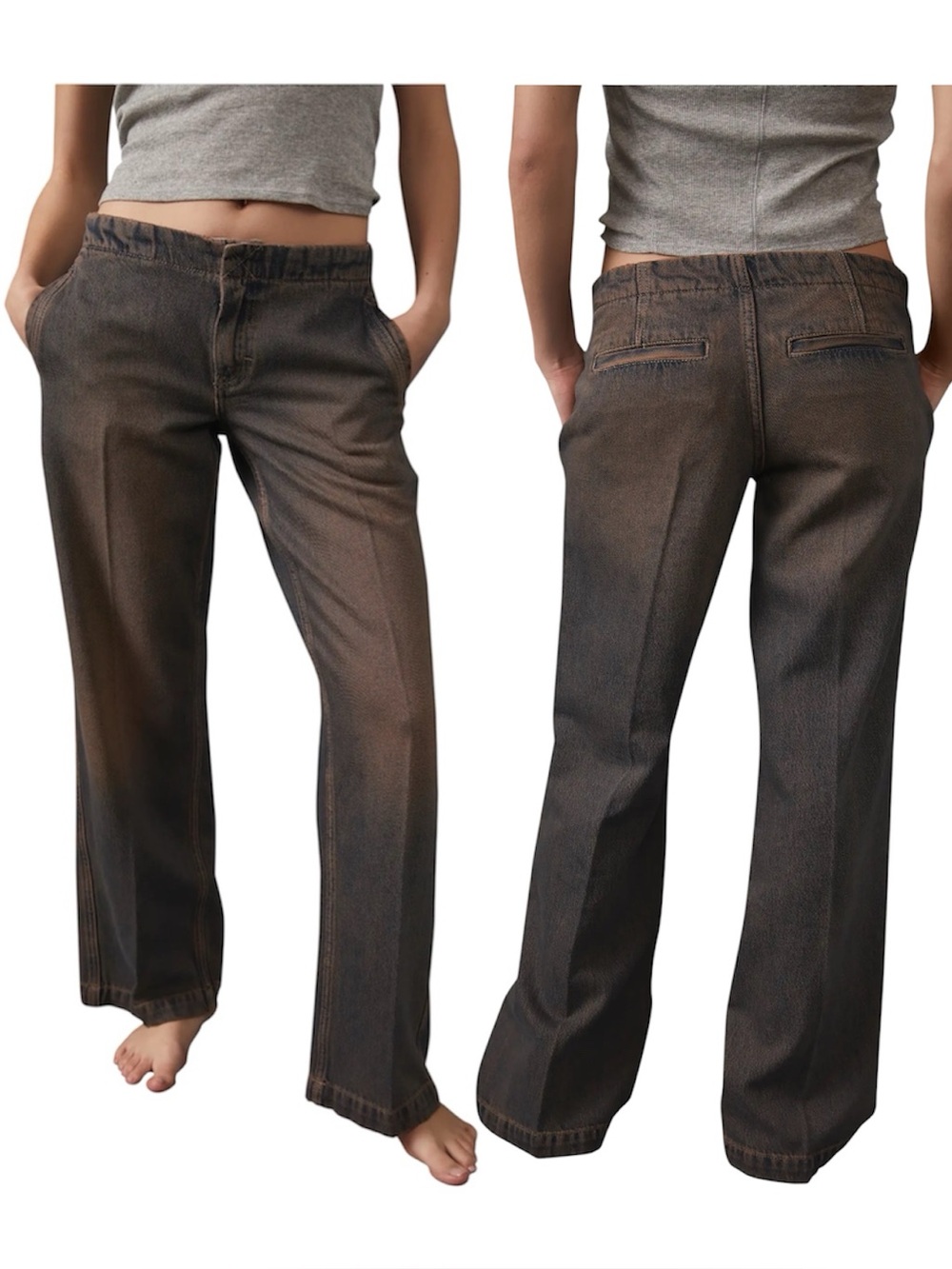We The Free People NWT Castella Low Rise Boot Cut Jeans Size 28 90s Boho Earthy